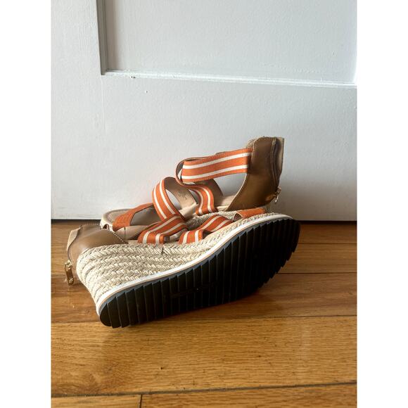 Tommy Hilfiger Striped Platform Sandals – Orange/White - Picture 2 of 3